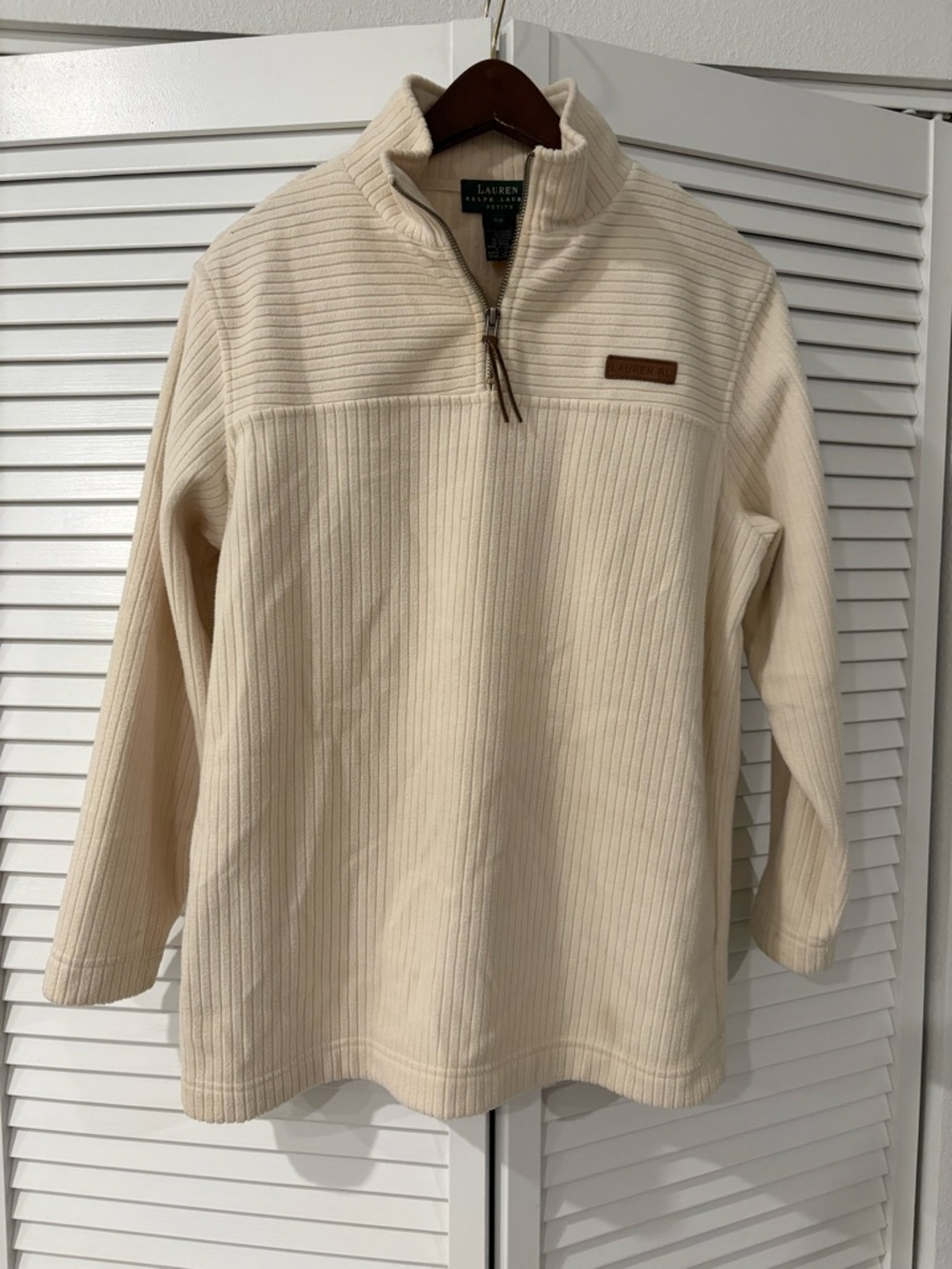 Ralph Lauren Cream Ribbed Half-Zip size Petite small women’s